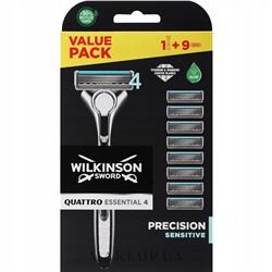 Станок для бритья Schick (Wilkinson Sword) QUATTRO Titanium Sensitive/ Precision Sensitive(+9кассет)