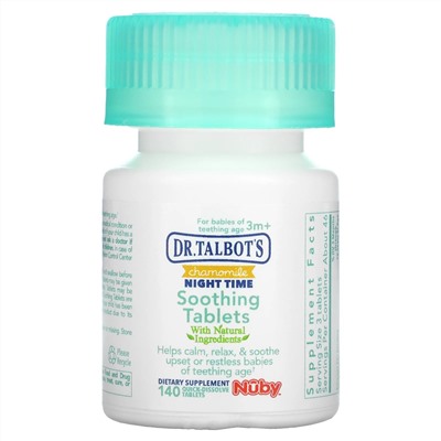 Dr. Talbot's, Chamomile Night Time Soothing Tablets, 3 m+, 140 Tablets