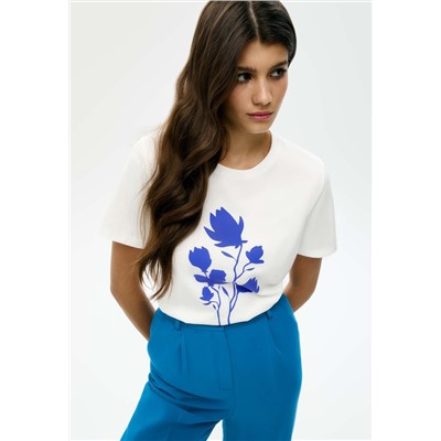 Женская футболка «Цветы», принт «Магнолия»