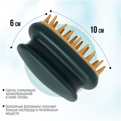 Щётка - массажёр для мытья головы, 10 × 6 × 6,2 см, в блистере, цвет МИКС