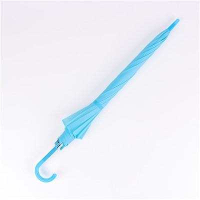 Зонт - трость полуавтоматический «Однотон», 8 спиц, R = 46 см, цвет голубой