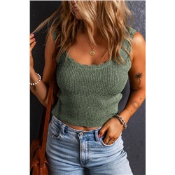 Mist Green U Neck Scallop Trim Sweater Vest