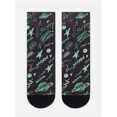 Полиамидные CONTE FANTASY Плотные носки с черным мыском и рисунком «Moon»