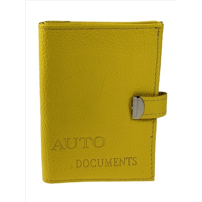 Обложка для паспорта и автодокументов из натуральной кожи, цвет желтый