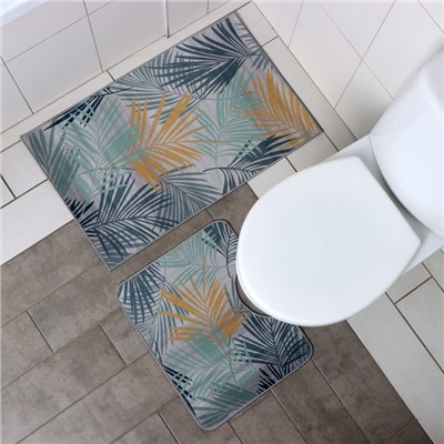 Набор ковриков для ванной и туалета Доляна «Тропики», 2 шт, 50×80 см, 40×50 см