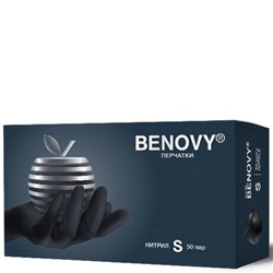 BENOVY Перчатки нитриловые ЧЕРНЫЕ S 100 шт/уп 10089