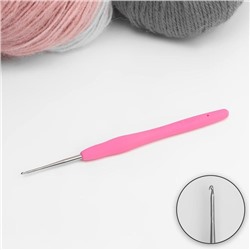 Крючок для вязания с силиконовой ручкой 1.0мм 13см розовый 7575578