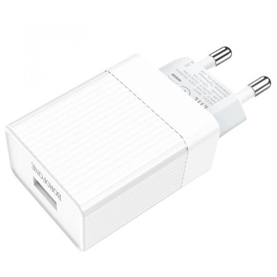 Адаптер Сетевой с кабелем Borofone BA47A Mighty QC3.0 USB 3A/18W (USB/Type-C) (white)