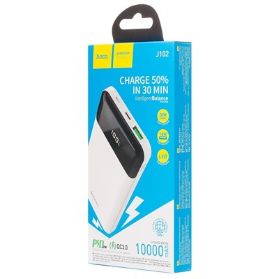 Внешний аккумулятор Hoco J102 PD QC 10 000mAh Micro USB/USB*2/USB Type-C (white)