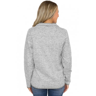 Светло-серый пуловер с прорезными карманами и застежкой-молнией