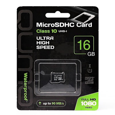 Карта флэш-памяти MicroSD 16 Гб Qumo без SD адаптера (class 10) UHS-I 3.0