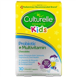 Culturelle, Kids, Probiotic + Multivitamin Chewables, 3 Years +, Natural Fruit Punch, 30 Chewable Tablets