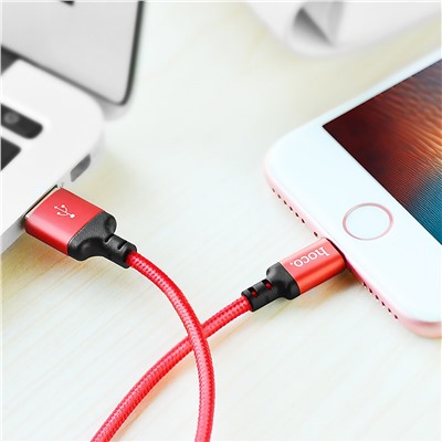 Кабель USB - Apple lightning Hoco X14 Times Speed  100см 2A  (red/black)