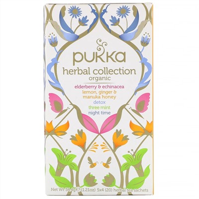 Pukka Herbs, Organic Herbal Tea Collection, 20 Herbal Tea Sachets, 1.21 oz (34.4 g)