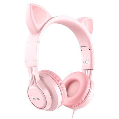 Проводные наушники полноразмерные Hoco Cat W36 Jack 3,5  (pink)