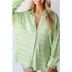 Laurel Green Textured Side Split Casual Shirt