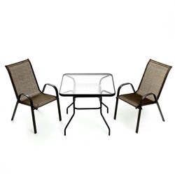 Набор садовой мебели: Стол квадратный и 2 стула коричневого цвета, нагрузка до 120 кг
