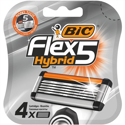 Кассеты для бритвы BiC FLEX-5 HYBRID (4 шт.)