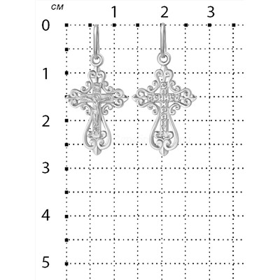 Крест из серебра родированный - 2,7 см