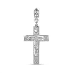 Крест из родированного серебра с фианитами