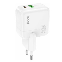 Адаптер Сетевой Hoco C111A PD QC3.0 USB/Type-C 30W (white)