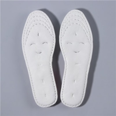 Стельки для обуви, набор - 5 пар, хлопковые, влаговпитывающие, универсальные, р-р RU до 37 (р-р Пр-ля до 39), 24,5 см, цвет белый