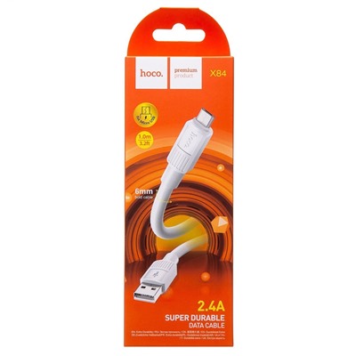 Кабель USB - micro USB Hoco X84  100см 2,4A  (white)