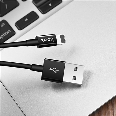 Кабель USB - Apple lightning Hoco X23 Skilled (повр. уп)  100см 2,1A  (black)