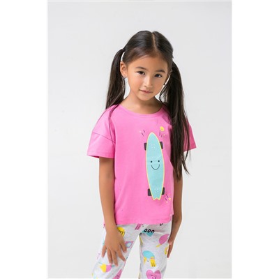Пижама для девочки Crockid К 2748 розовый + светло-серый меланж к1258