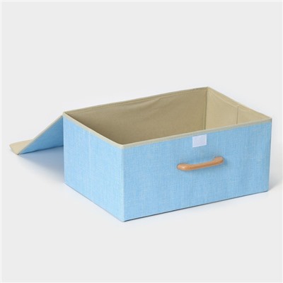 Короб стеллажный для хранения с крышкой LaDо́m «Франческа», 43×30,5×18,5 см, цвет голубой