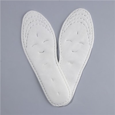 Стельки для обуви, набор - 5 пар, хлопковые, влаговпитывающие, универсальные, р-р RU до 37 (р-р Пр-ля до 39), 24,5 см, цвет белый