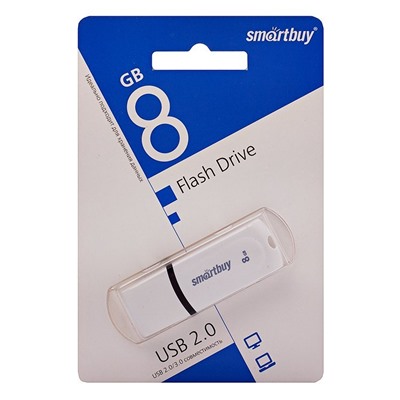 Флэш накопитель USB  8 Гб Smart Buy Paean (white)