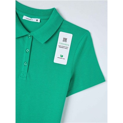 Однотонная футболка-поло Изумрудно-зеленый