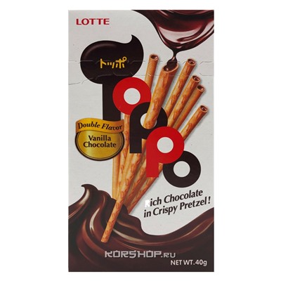 Бисквитные палочки с шоколадной начинкой Toppo Thai Lotte, Таиланд, 40 г Акция