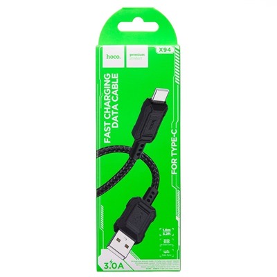 Кабель USB - Type-C Hoco X94 Leader  100см 3A  (black)