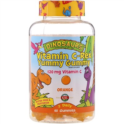 KAL, Vitamin C-Rex Yummy Gummy, Orange, 120 mg, 60 Gummies