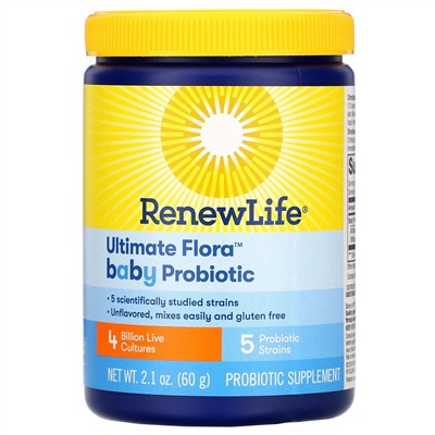 Renew Life, Ultimate Flora Baby Probiotic, 4 Billion Live Cultures, 2.1 oz (60 g)