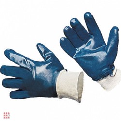 Перчатки ХБ с покрытие нитрил синие