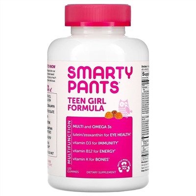 SmartyPants, Teen Girl Formula, Lemon Lime, Mixed Berry, and Orange, 120 Gummies