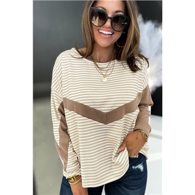 Striped Patchwork Long Sleeve Top