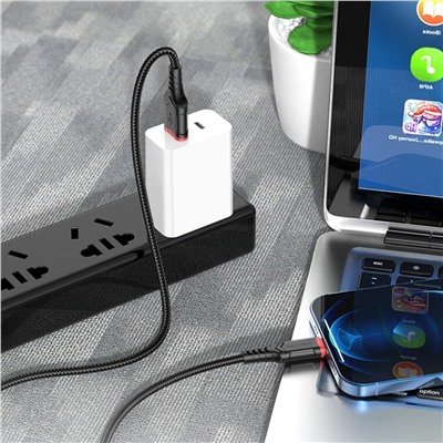 Кабель USB - Apple lightning Borofone BX67 (повр. уп)  100см 2,4A  (black)