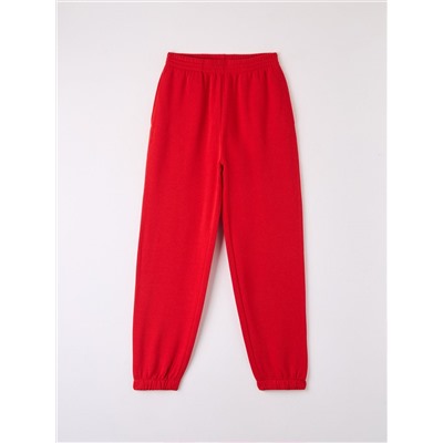 Однотонные спортивные брюки с высокой линией талии Красный