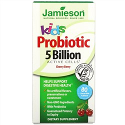 Jamieson Natural Sources, Kids, Probiotic, Cherry Berry, 5 Billion CFU Active Cells, 60 Chewable Tablets