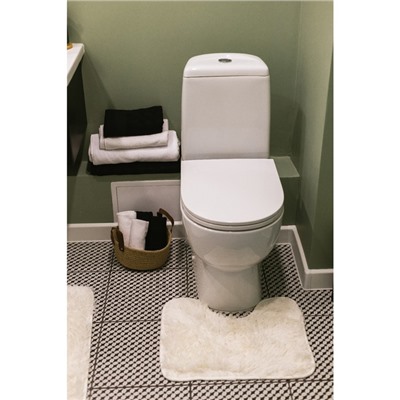 Набор ковриков для ванной и туалета Доляна «Пушистик», 2 шт, 40×50 см, 50×80 см, цвет белый