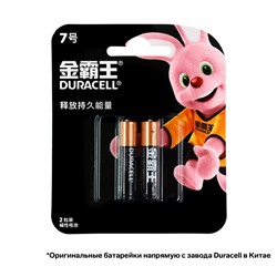 Батарейка алкалиновая Duracell Basic (CH), AAA, LR03-2BL, 1.5В, блистер, 2 шт.