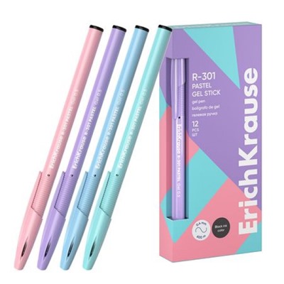 Ручка гелевая R-301 Gel Stick Pastel 0.5мм черная 61293 ErichKrause