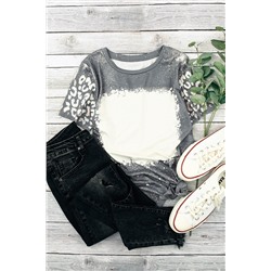 Gray Bleached Leopard Short Sleeve T-shirt