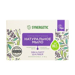 Натуральное туалетное мыло Synergetic "Эвкалипт и шалфей", гипоаллергенное, 90 г