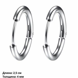 Серьги кольца сталь, для обычного ношения и для подвесок, цвет серебристый, 905075, арт.706.684