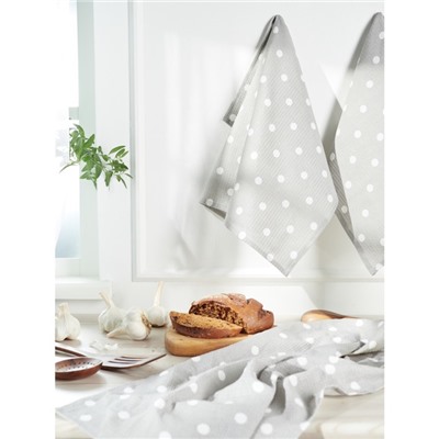 Набор кухонных полотенец Guten Morgen Grey Polka Dot, размер 45x60 см, цвет серый